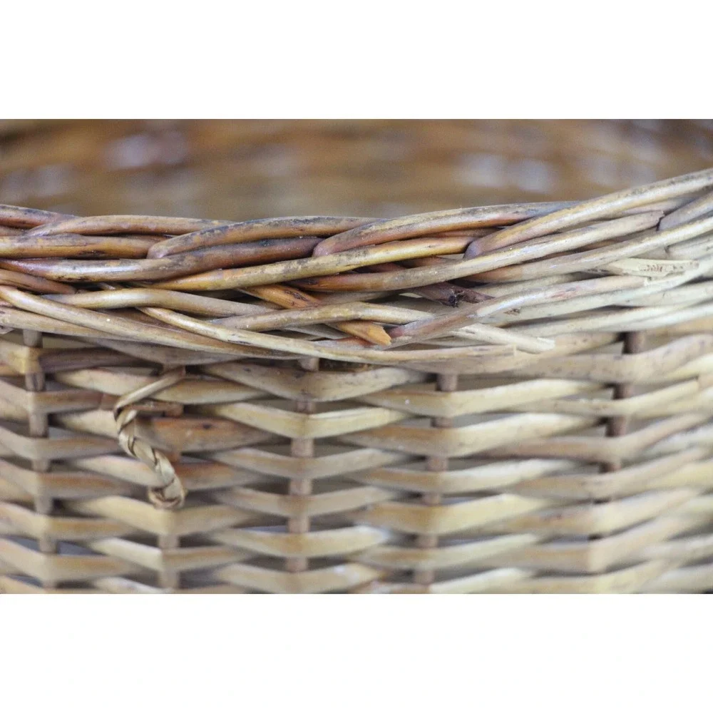 Vtg Wicker Rattan Waste Basket Trash Can Woven Plant Holder 14
